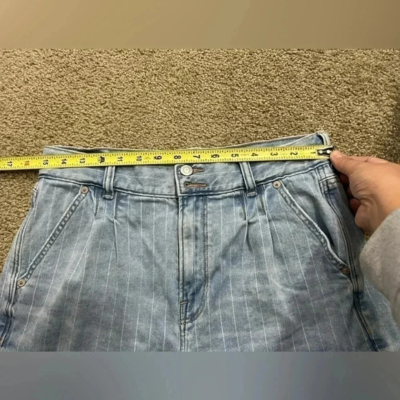 AMERICAN EAGLE Retro Y2k 90’s Striped HIGH WAIST MOM JEANS Baggy Size 8 - Picture 5 of 9